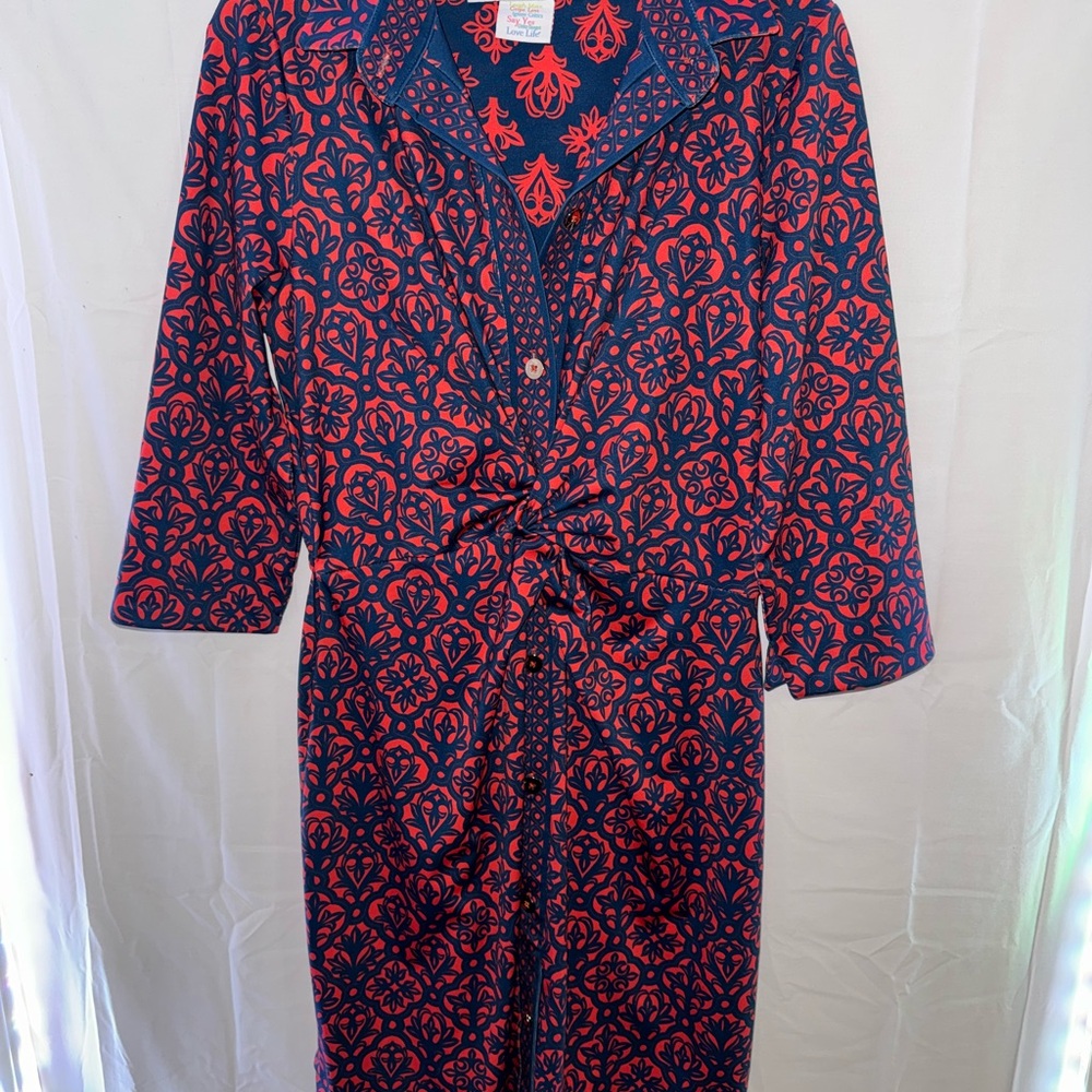 Floral Red and Blue Dress